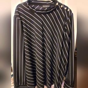 BLACK LONG SLEEVE BLOUSE WITH PEARL ACCENTS